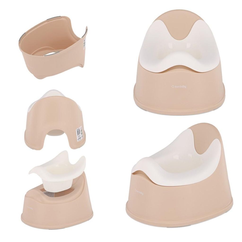 Töpfchen Toilettentrainer Kinder Töpfchen Kindertoilette Babytopf WC Toilettentrainer Anti-Rutsch weiß und beige Sun Baby