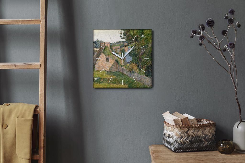 Coloray Hodiny Unikátní 30x30 cm Tiché hodiny Pro obývací pokoj a kuchyň Nástěnné hodiny Plátno Bílé ručičky hodin - Přírodní mal...