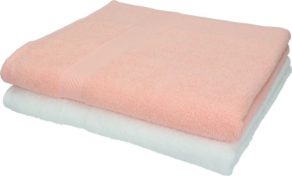 Betz 2 Stück Duschtücher 70x140 cm PALERMO 100% Baumwolle Farbe: weiß und apricot