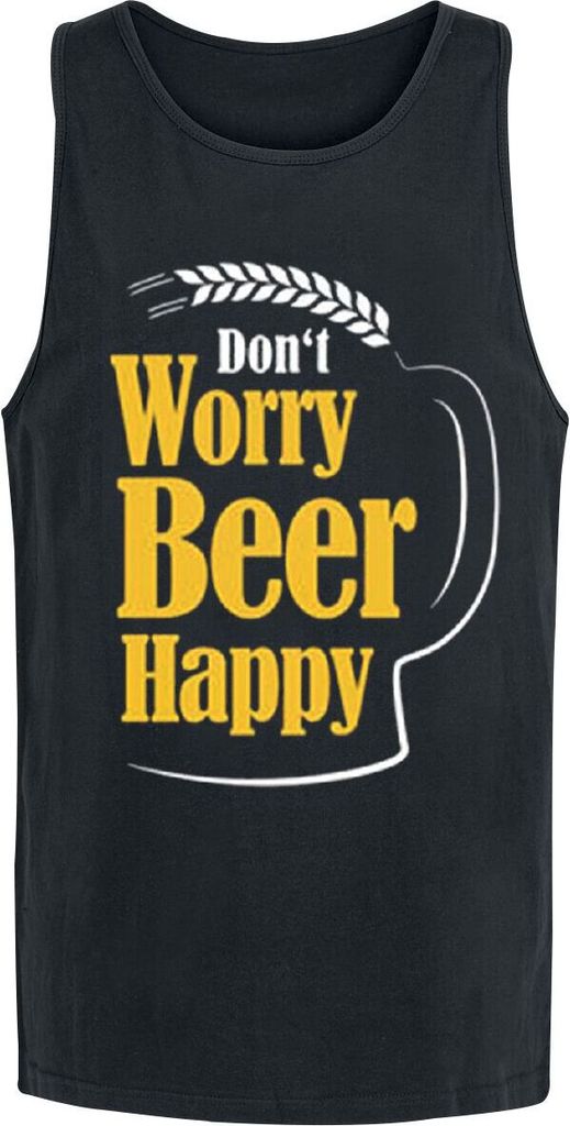 Alkohol & Party Tank-Top Herren Don`t Worry Beer Happy schwarz S