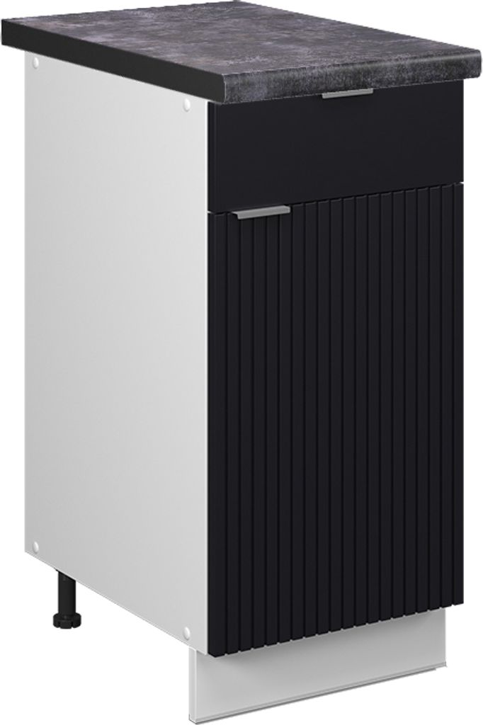Küchenunterschrank Vicco Fame-Line Schwarz gestreift 40 cm , AP Anthrazit, Model 50599