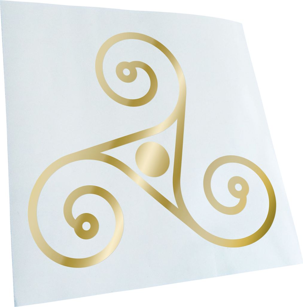 Kiwistar - Autoaufkleber - Triskele gallischen Helm - Goldchrom - 30x27cm - Aufkleber für Auto, Laptop, Fahrrad, LKW, Motorrad Mehrfarbig JDM Deca...