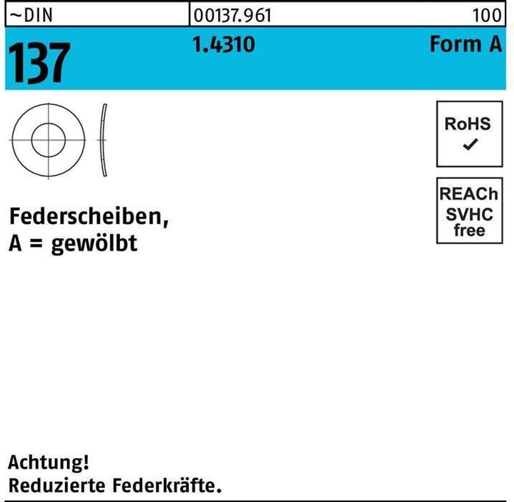 Reyher Federscheiben DIN 137 1.4310 A 10 rostfrei (1000 Stück)