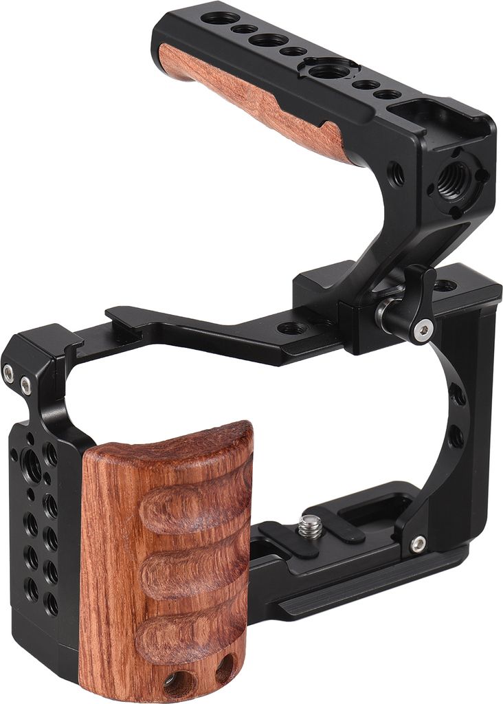 Andoer Kamerakaefig + Top-Griff-Kit Videokaefig aus Aluminiumlegierung mit Kaltschuhhalterung 1/4 Zoll und 3/8 Zoll Gewinde Ersatz fuer Sony ZV-E10...