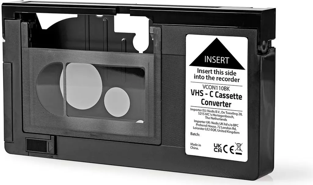 Adaptateur VHS Nedis VCON110BK - Cassette VHS-C vers VHS - Noir