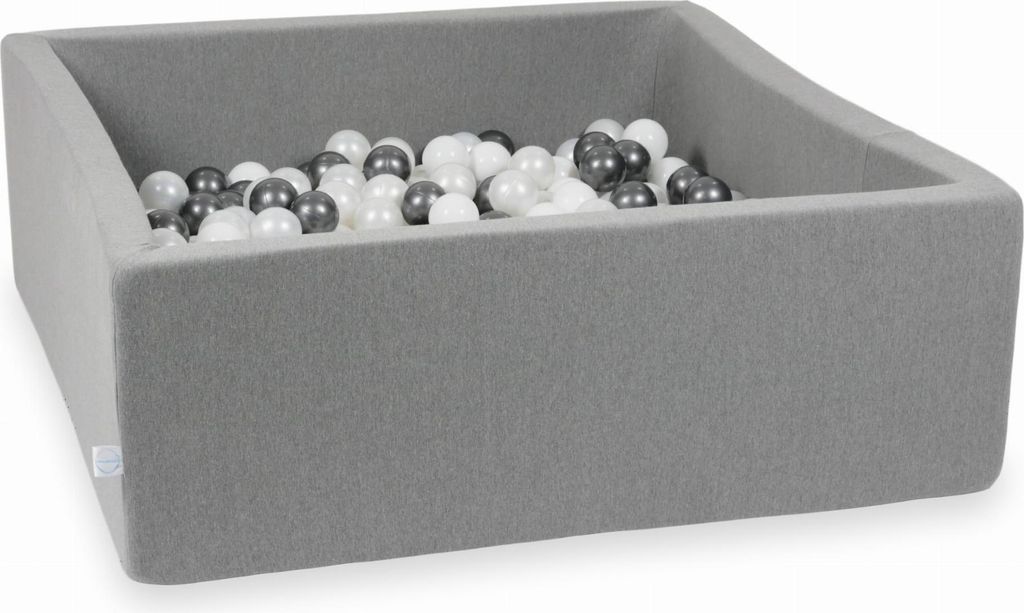 Dry Grey Pool 110x110x40 mit 600 Bällen: Weiß, Perlmutt, Metallic-Graphit