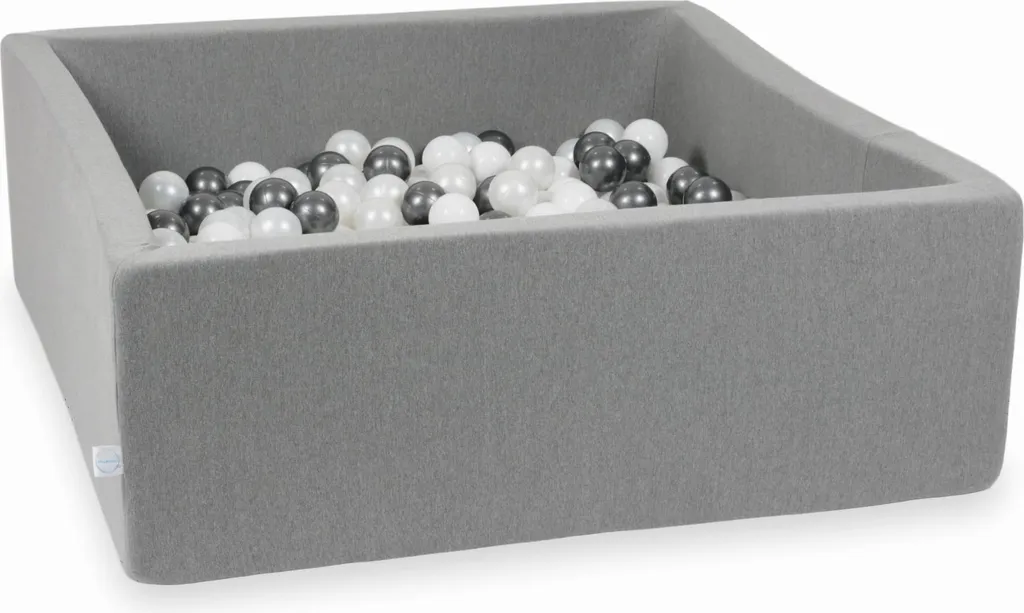Piscine à balles en mousse grise 110 cm avec 600 balles nacrées