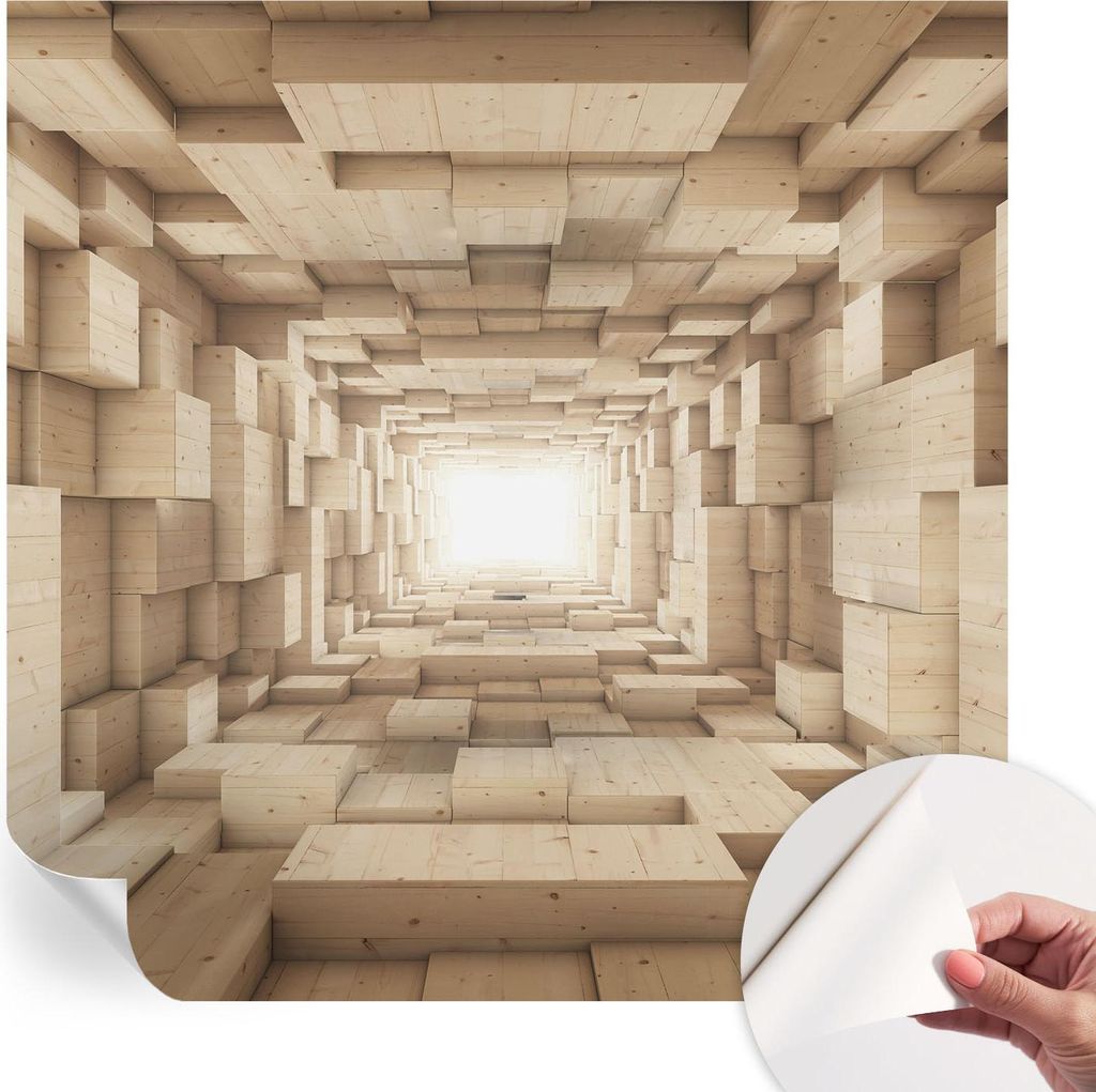 Selbstklebende Wandtapete - Dekorative Tapete für Wohnzimmer - Klebefolie für Wandbilder - Tapetenfolie für Wanddekoration - 250x250 cm - Holztu...