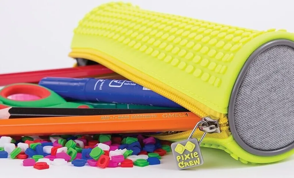 OFFERTA Astuccio PIXIE CREW Rotondo - Giallo Neon/Grigio + Pixel - 5