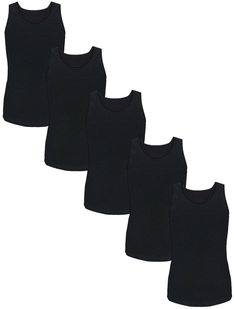 TupTam Mädchen Baumwolle Unterhemd 5er Pack Tank Top Ärmellos Kinder, Farbe: Schwarz, Größe: 158-164