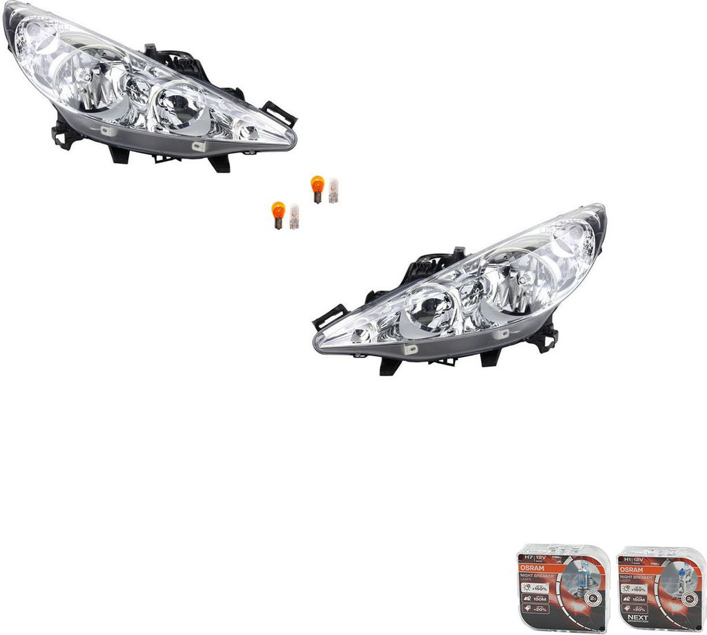Scheinwerfer + Osram Night Breaker Laser passend für Peugeot 207 02/06- Satz LR 620895 620695 Johns