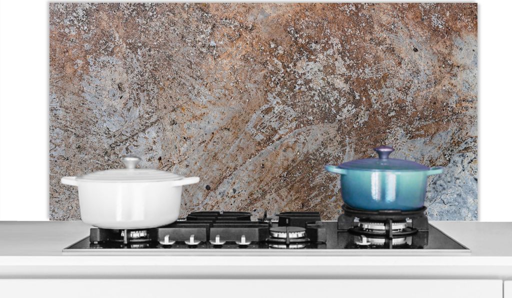 KitchenYeah Spritzschutz Küche - Küchenrückwand - Wandschutz für Herd und Spüle - Rost - Schiefer - Retro 120x60 - Alu-Dibond (Alternative ...