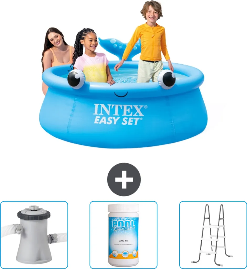 Intex Easy Set 183x51 cm Piscina Gonfiabile Balena + Pompa + Cloro