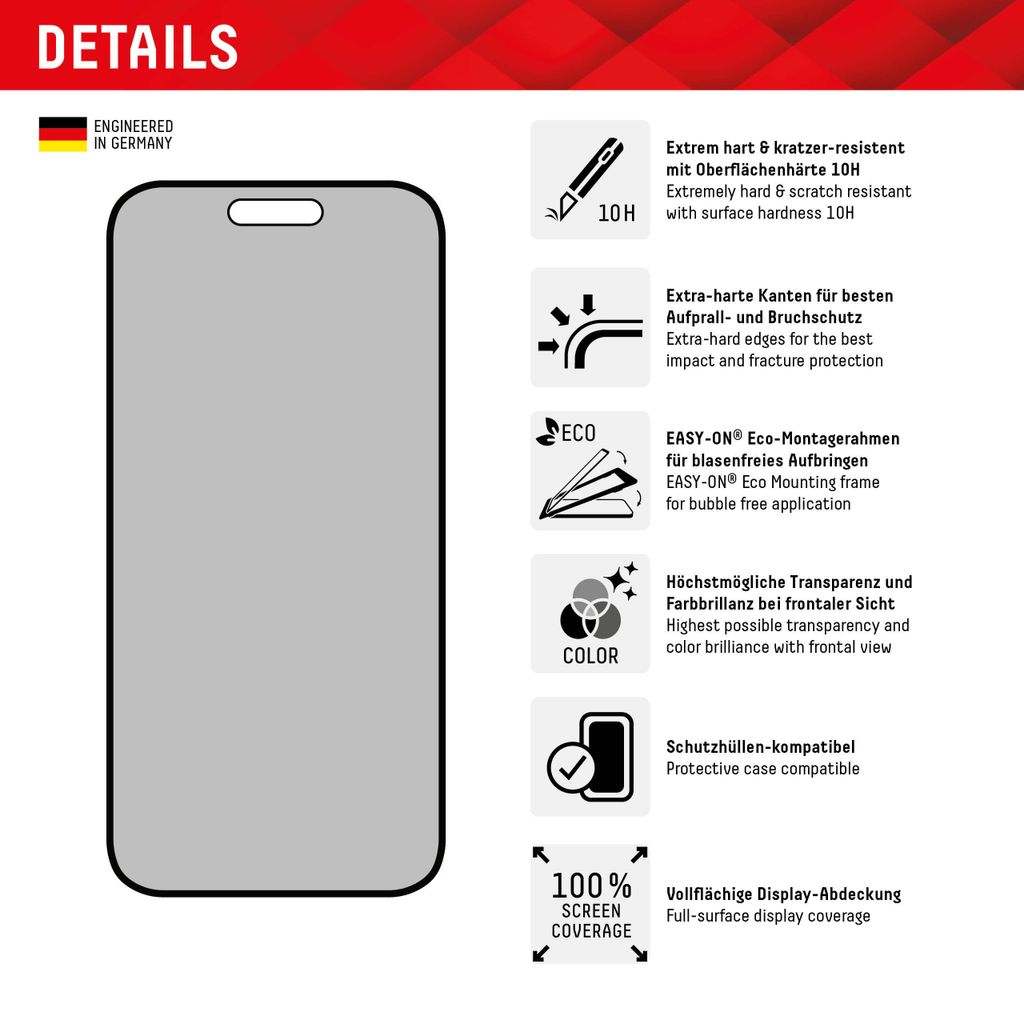 Displex Szkło ochronne z pełnym pokryciem - iPhone 15 / 15 Zdjęcie produktu 10