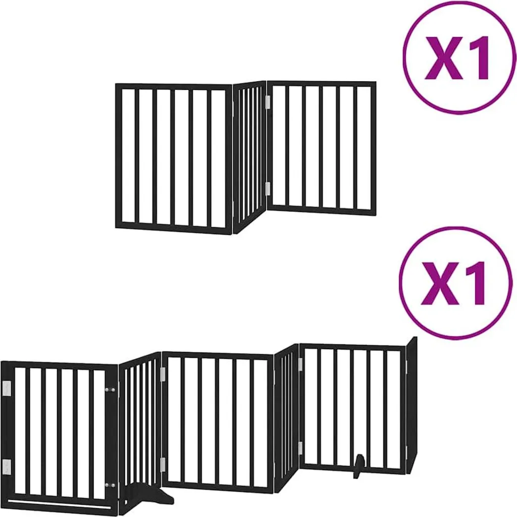 vidaXL Cancelletto Cani Pieghevole Nero 450cm in Legno di Pioppo