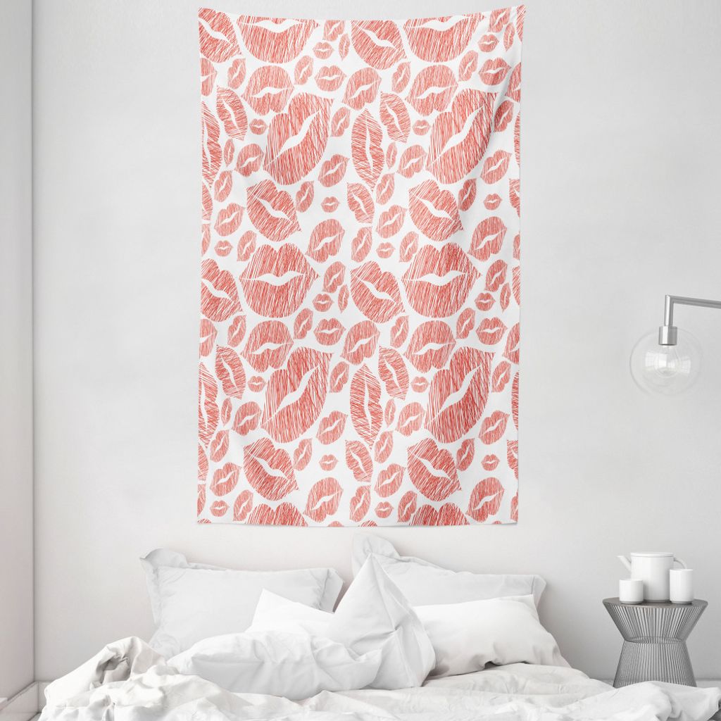 ABAKUHAUS Romantisch Wandteppich und Tagesdecke, Hot Retro Dame Lippen aus Weiches Mikrofaser Stoff Waschbar ohne Verblassen Digitaldruck, 140 x 23...