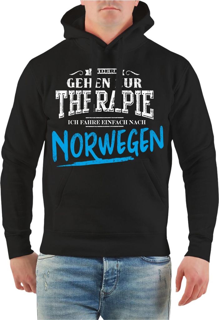 Herren Kapuzenpullover Therapie? Ich fahr nach NORWEGEN Größe S - 5XL angler sprüche