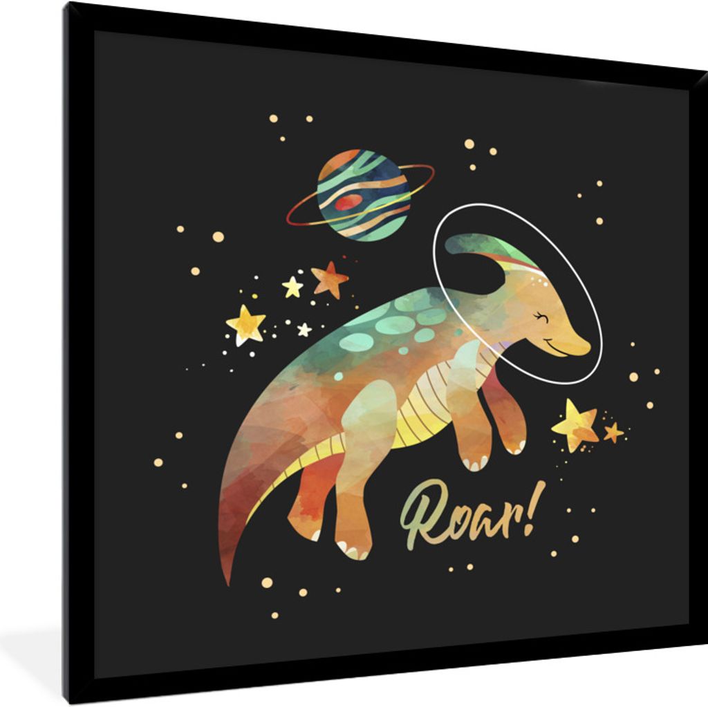 MuchoWow Gerahmtes Poster Zitate - 'Brüllen' - Sprichwörter - Raum - Jungen - Kinder - Mädchen - Kinder 40x40 cm - Poster mit Schwarzem Bilder...