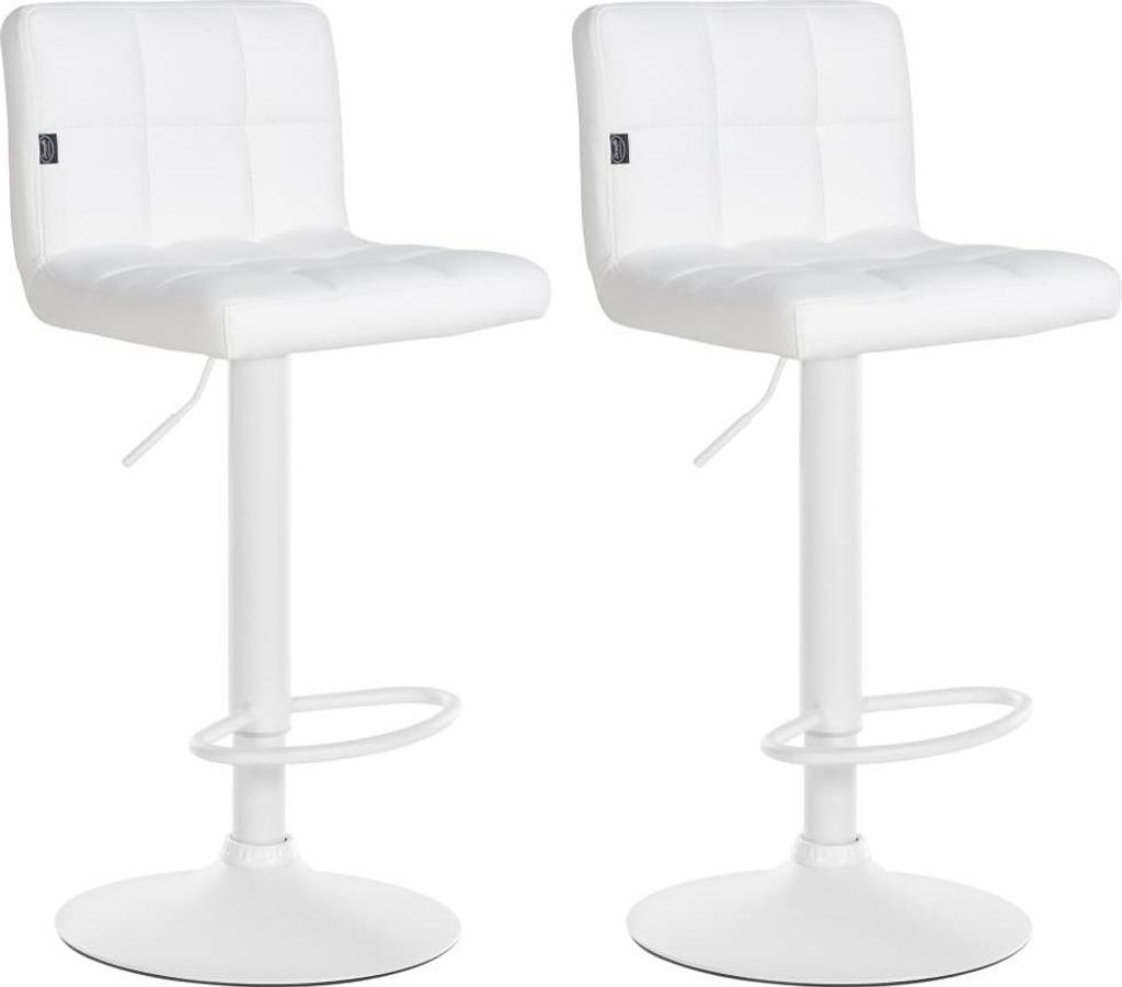 Set mit 2 Barhockern aus Kunstleder – Küchenhocker – verstellbarer Komfort | Farbe: Weiß | Grundfarbe: weiß
