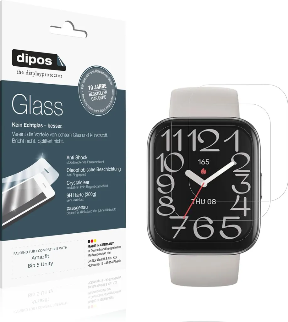 2x Pellicola Amazfit Bip 5 Unity | Protezione Vetro Flessibile 9H dipos