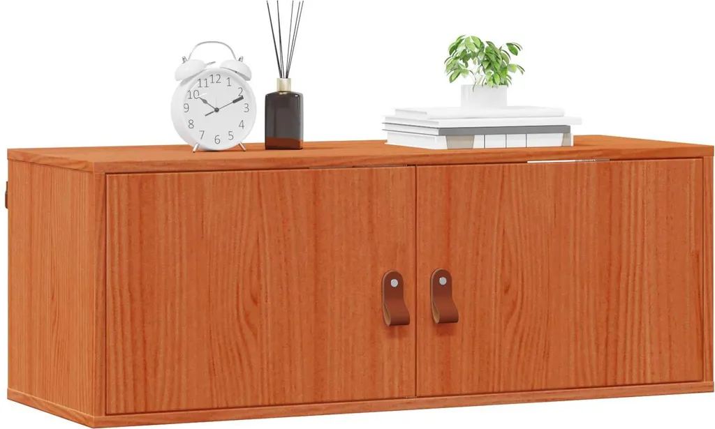 Armadietto a Muro Marrone Cera 80cm - Pino Massiccio Vero Legno - 2