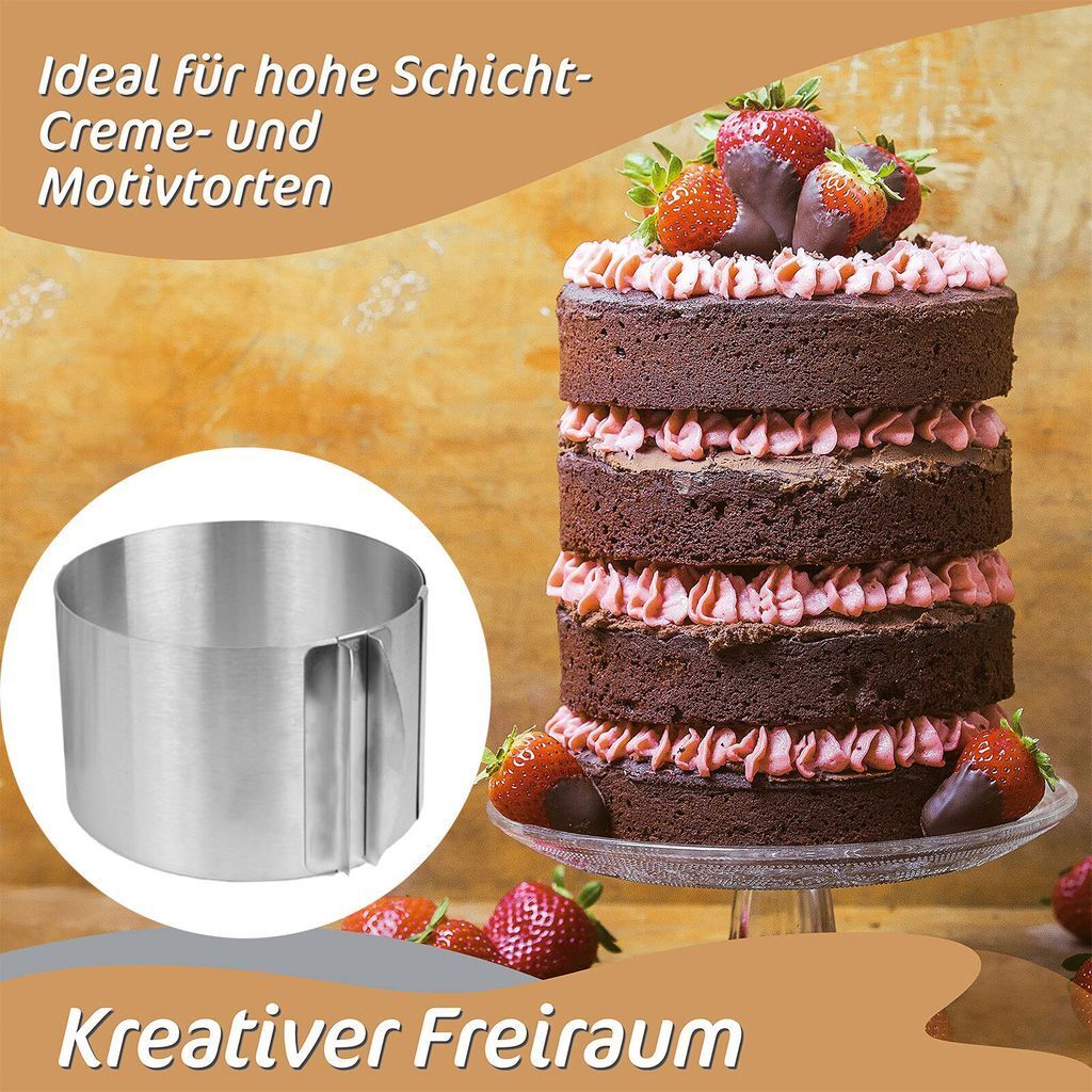 Verstellbarer Kuchenring Edelstahl – 16-30 Cm, Höhe 15 Cm