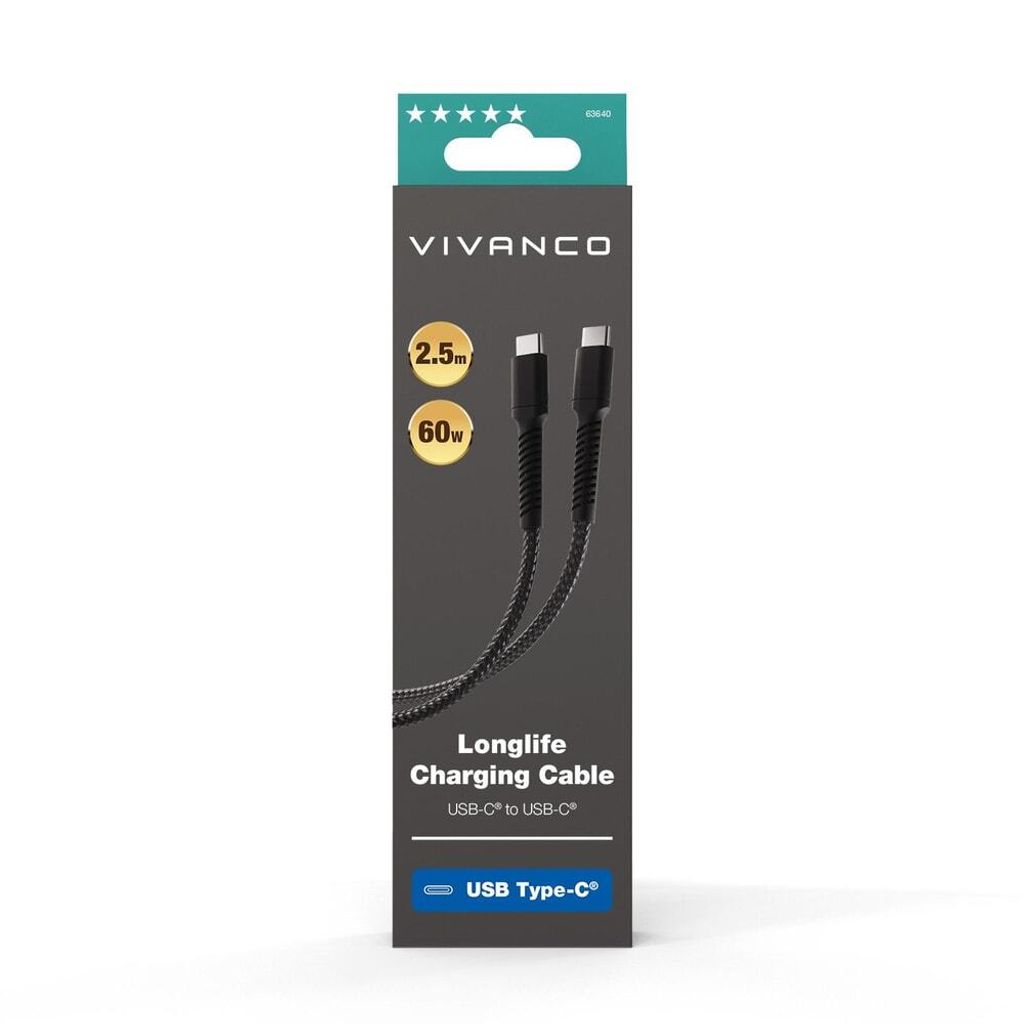 LongLife Charging Cable 60W, USB Type-C Ladekabel