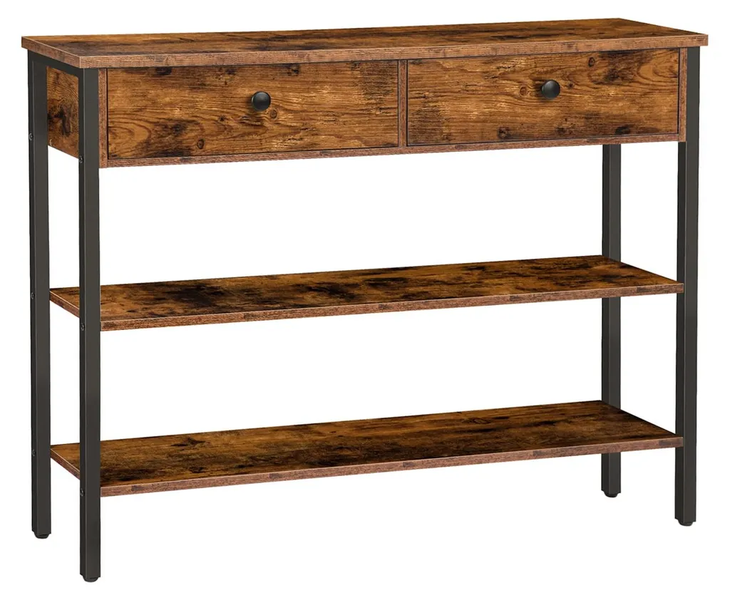 Table de couloir marron-noir pour l'entrée, meuble d'appoint 100 cm