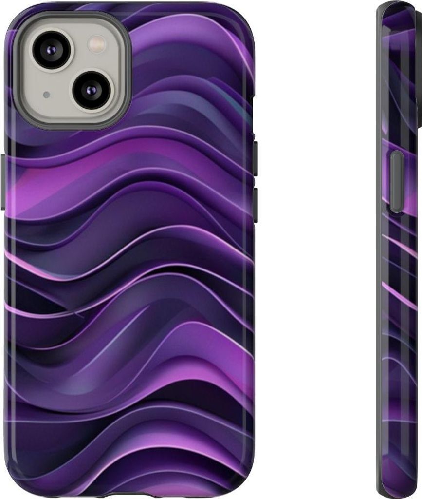Abstraktes Wellenmuster in Violett – Hülle Kompatibel mit iPhone 14
