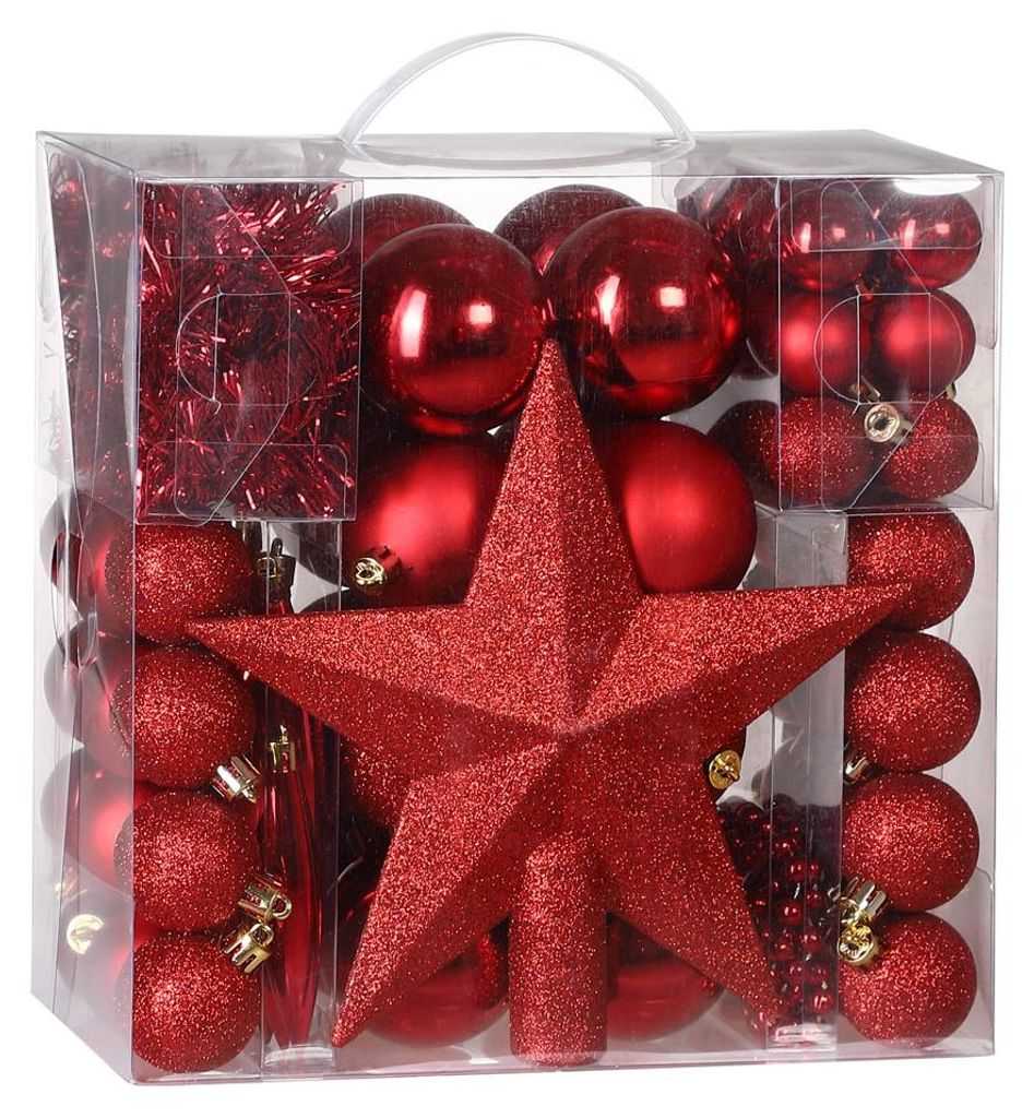 DEUBA® Weihnachtskugeln 77tlg Ø 3-7cm Kunststoff matt Produktbild 