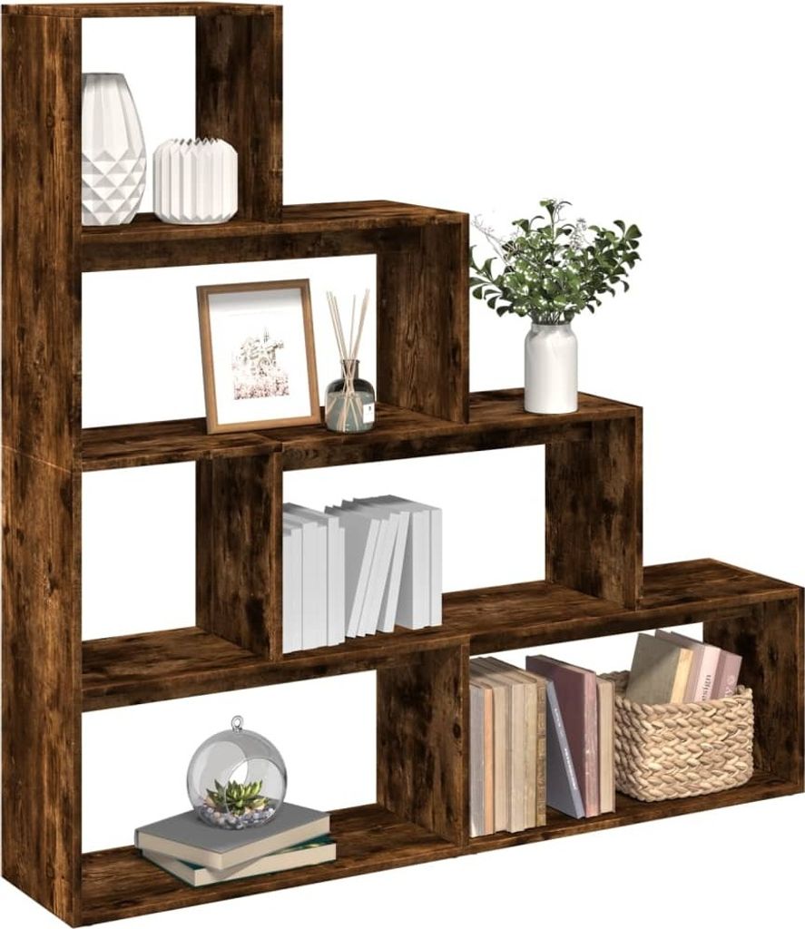 Maison Exclusive - Raumteiler-Bücherregal 4 Stufen Räuchereiche 143,5x29x143,5 cm