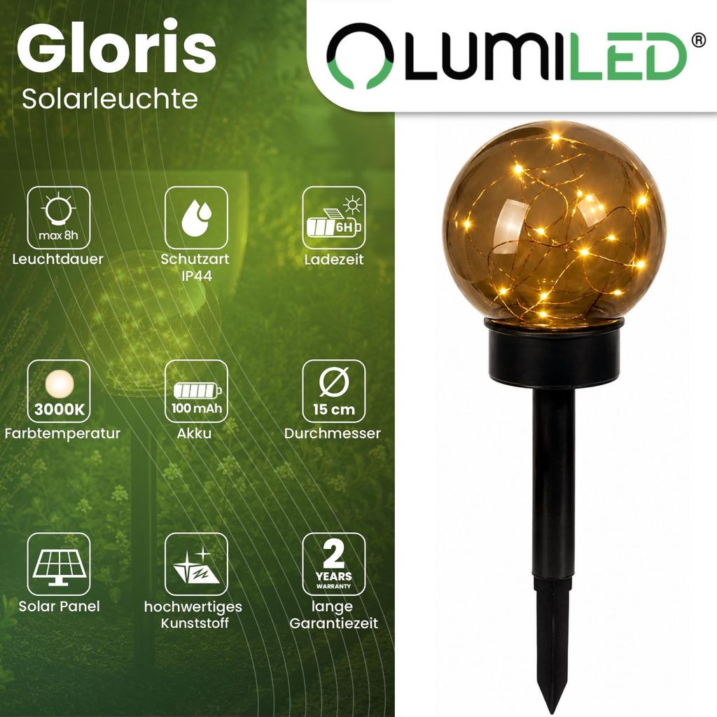 Sada 4 solárnych záhradných svietidiel LUMILED, LED guľa, Obrázok produktu 