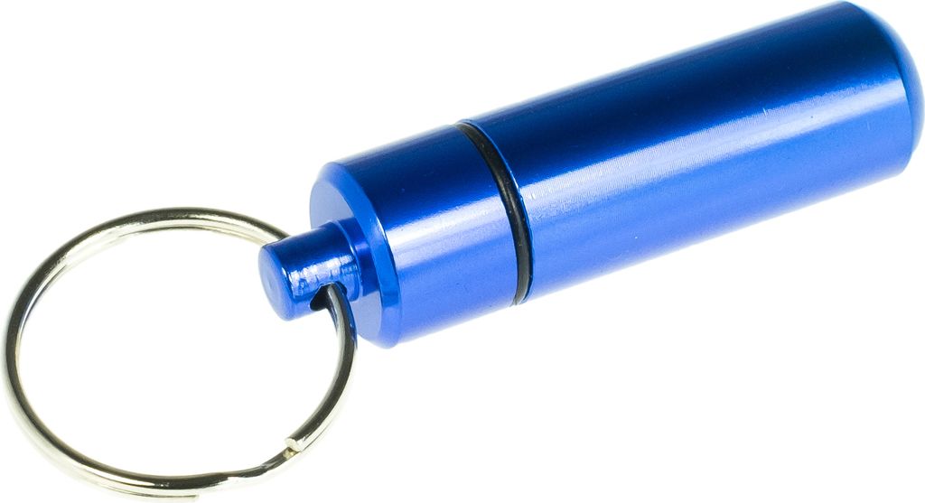Aufbewahrungsdose Aluminium XS wasserdicht mit Schlüsselring in Blau