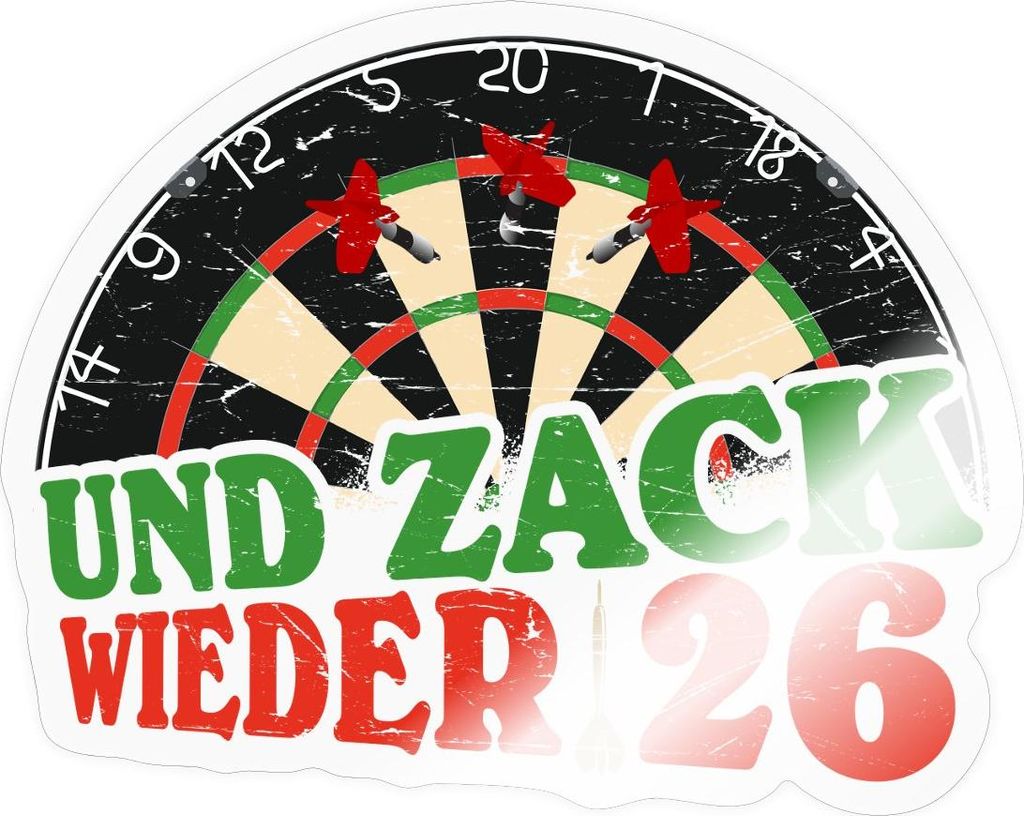Spreadshirt Dart Dartscheibe Und Zack wieder 26 Sticker Aufkleber, 10 x 10 cm, Transparent glänzend