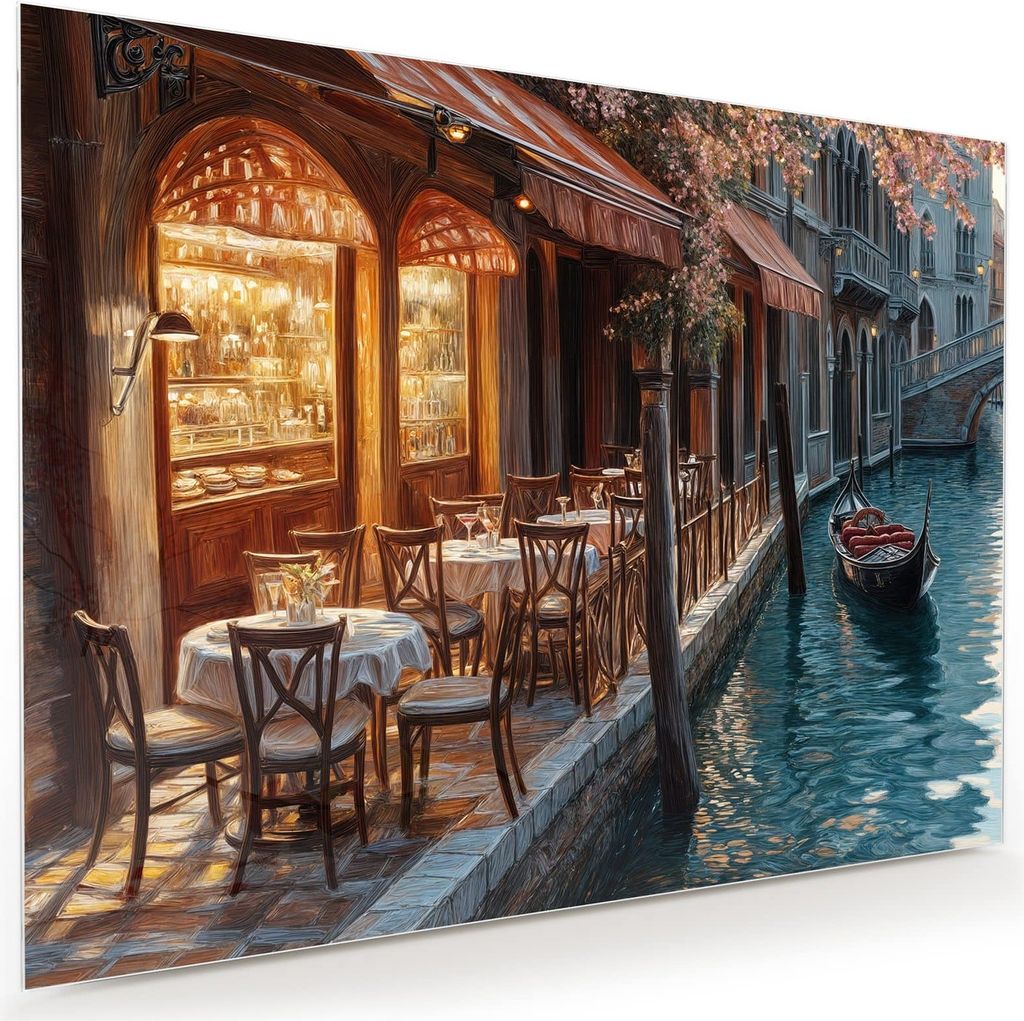 Glasbild 120x90cm in XXL für Wohnzimmer, Schlafzimmer Motiv Sonnenuntergang Venedig