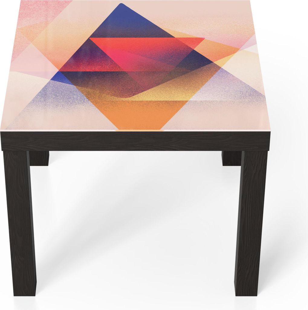 DEQORI Couchtisch 55x55 cm Schwarz 'Geometrie der Farben' Glas Beistelltisch
