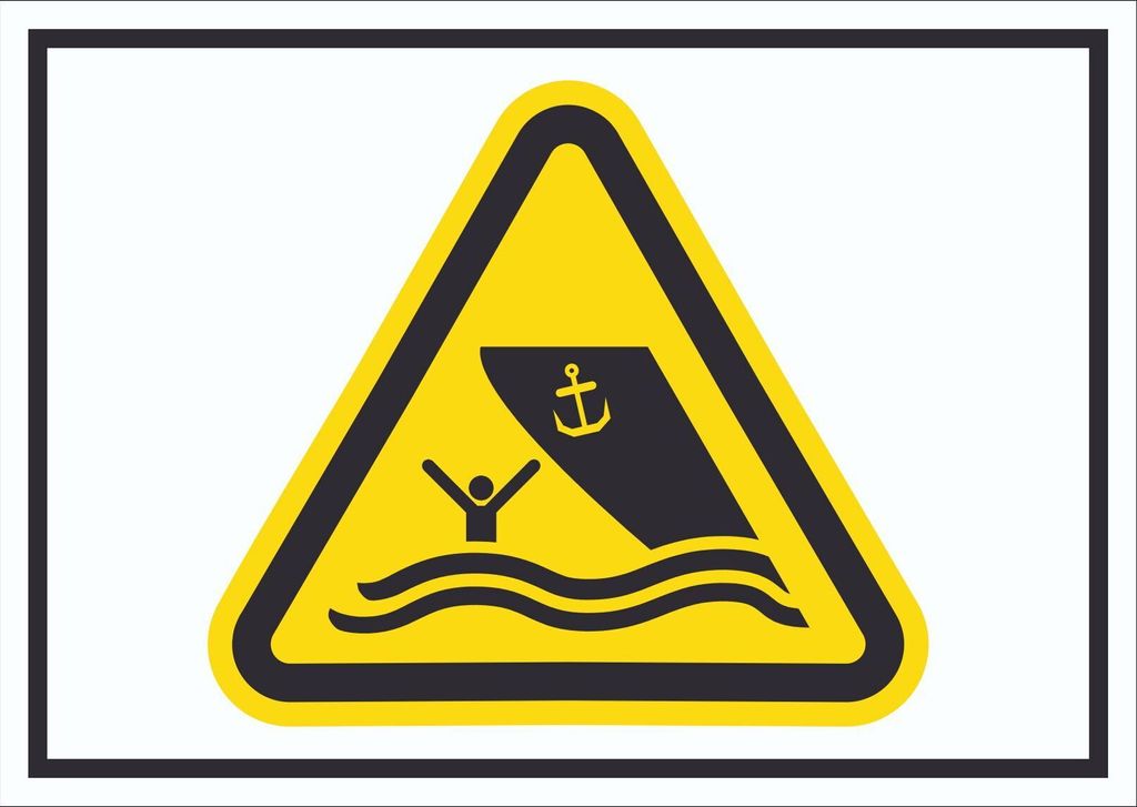 Schild Warnung Schiffsverkehr Symbol A5 Rückseite selbstklebend