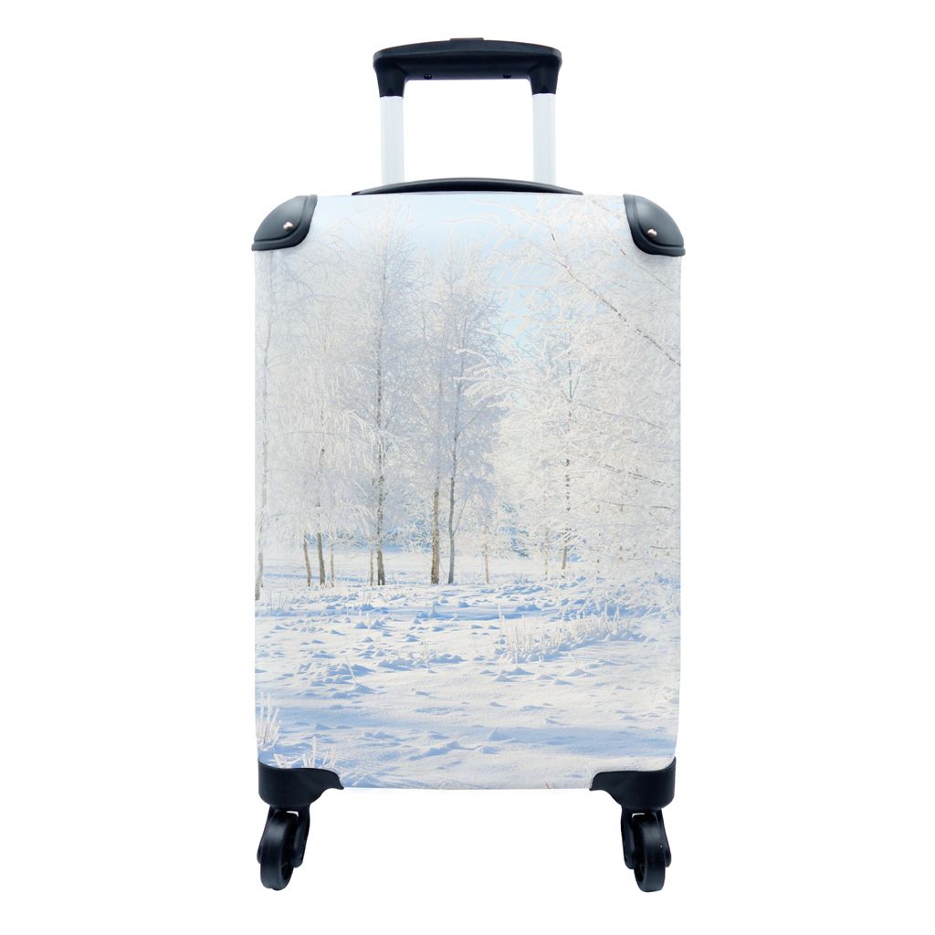 MuchoWow Koffer Handgepäck Trolley Rollkoffer Kleine Reisekoffer mit 4 Rollen - Schnee - Bäume - Winter - Cabin Size < 55x40x23 cm & 55x40x20 c...