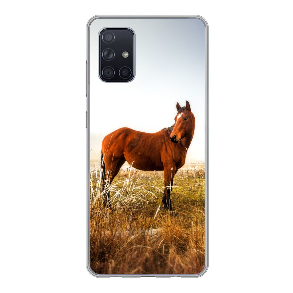 MuchoWow Handyhülle Schutzhülle Hülle für Samsung Galaxy A51 Pferd - Weide - Australien Silikon Softcase Handy Hülle - Schutzabdeckung