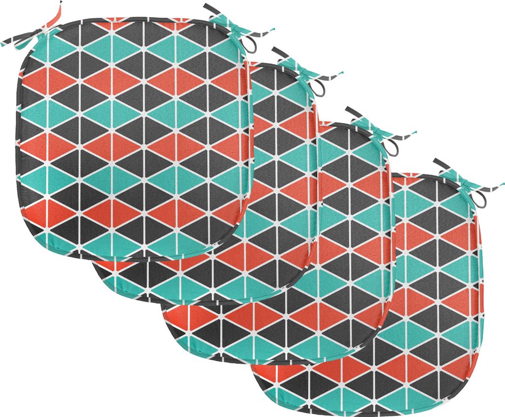 ABAKUHAUS Geometrisch Polster für Esszimmerstühle, Triangles Hexagons, Dekoratives wasserfestes Kissen mit Riemen für Küchensitze, 40 cm x 40 c...