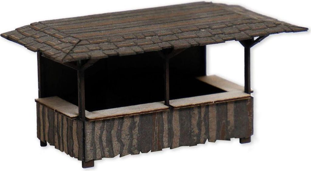 NOCH Mittelalterstand, mit rustikalen Holzelementen, 6,5 x 3,2 x 3,2 cm für die Spurweite H0 perfekt für Dioramen