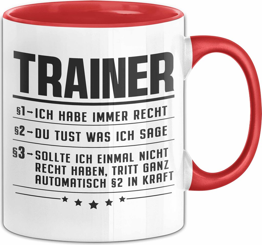 Trainer Geschenk-Idee Tasse Lustiges Training Coach Team Geschenkidee für trainer (Rot)