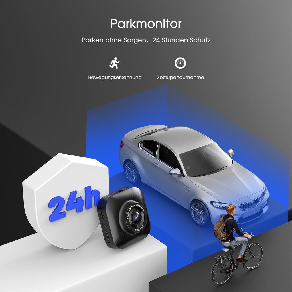 Přístrojová kamera do auta s přední zadní kamerou 4K/1080P, Obrázek produktu 3