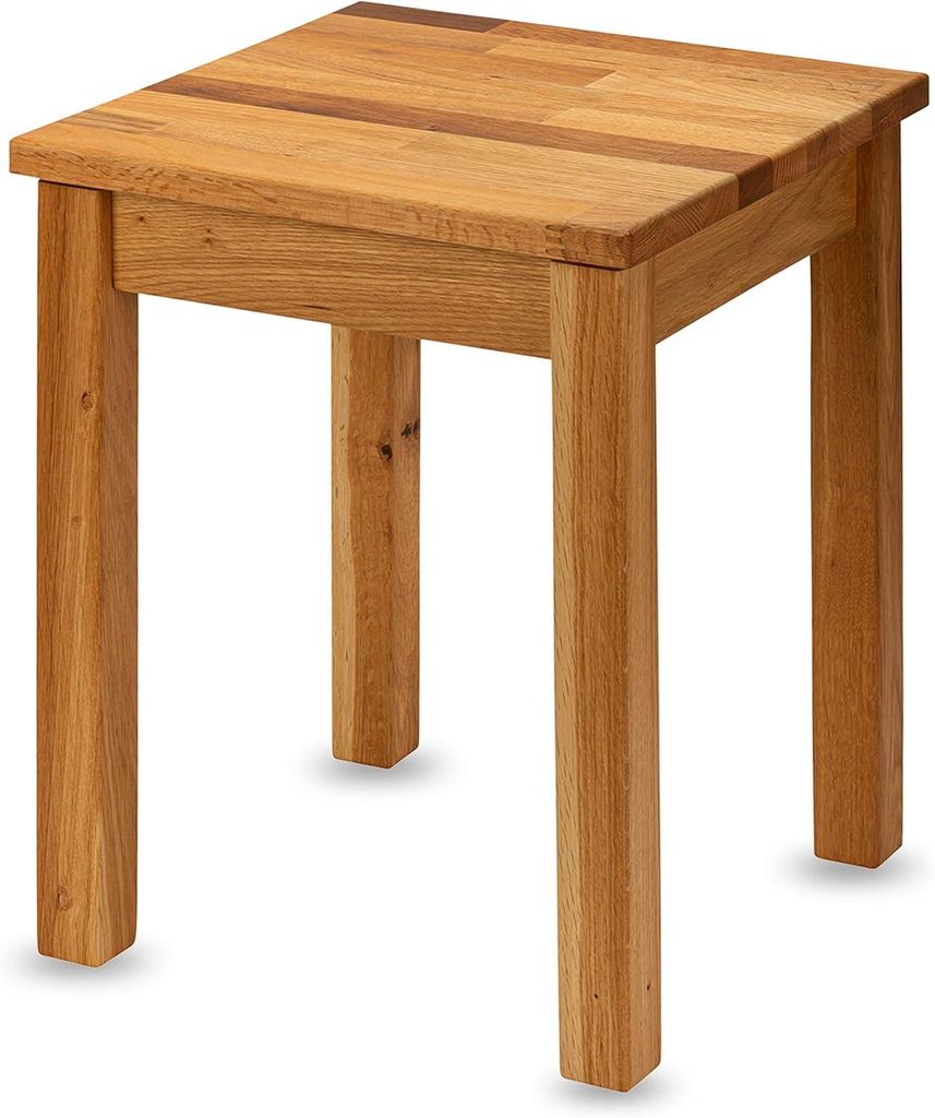 Eiche Sitzhocker Holz - Massiv Holzhocker bis 150 kg - Produktbild 