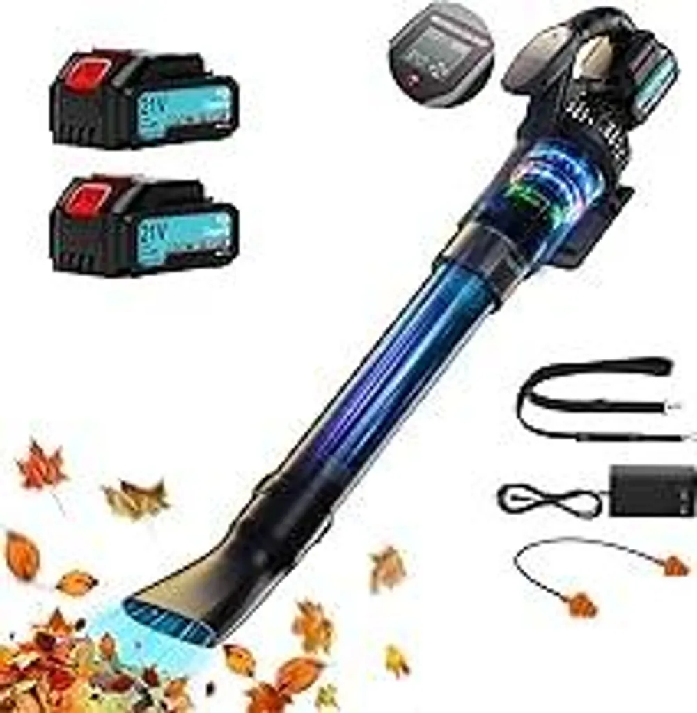 Soffiatore Foglie 21V Professionale: 255km/h e 2 Batterie 4.0Ah LCD