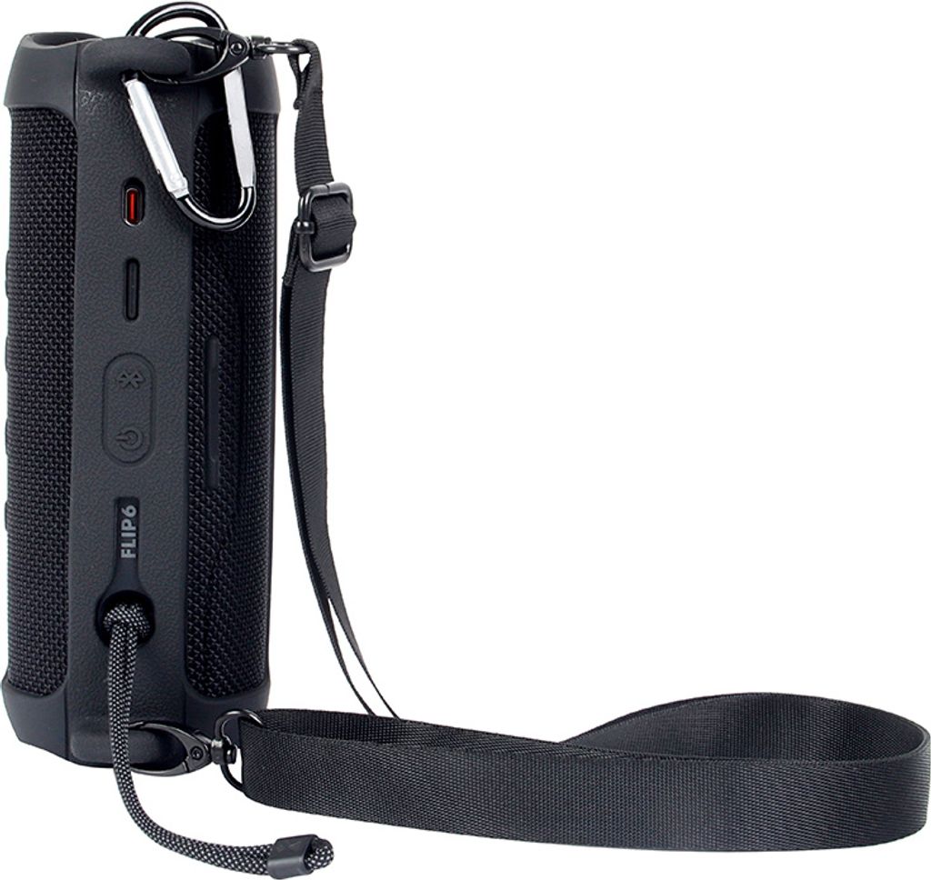 INF JBL Flip 6 Silikon-Schutzhülle mit Schultergurt Schwarz