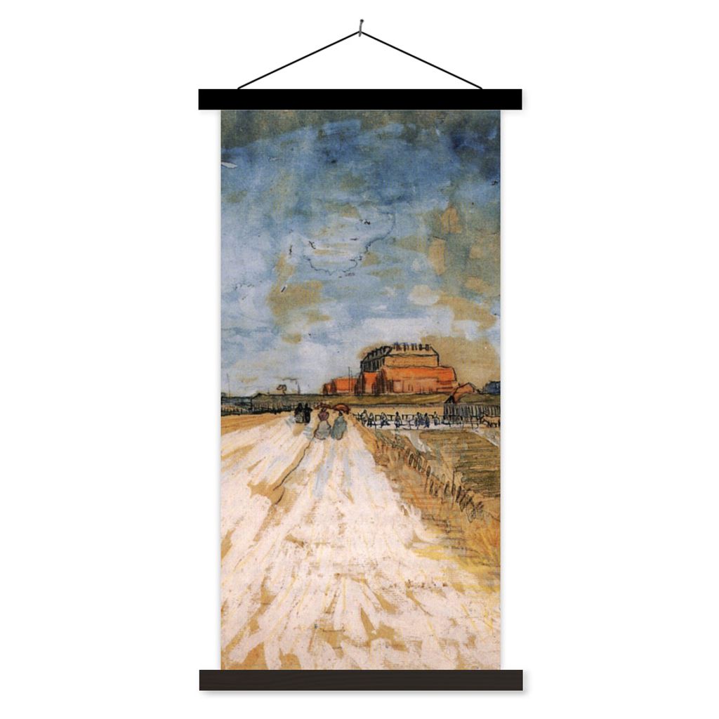 MuchoWow Textilposter Straße entlang der Stadtmauern von Paris - Vincent van Gogh 60x120 cm mit schwarzem Rahmen - Magnete
