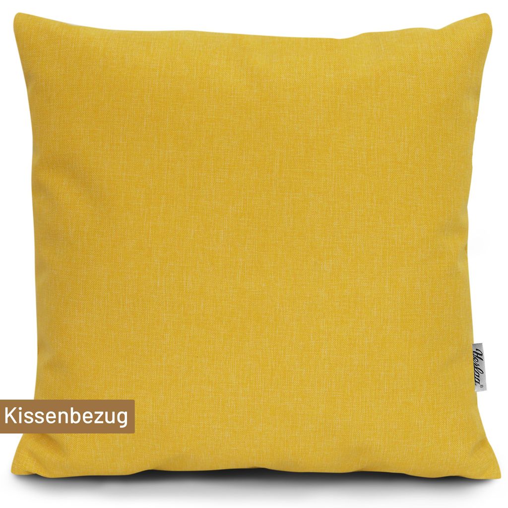 Herlag Outdoor Dekokissen Hülle 50x50cm Sunny UV-Beständig für Garten und Terrasse Wetterfest Senfgelb
