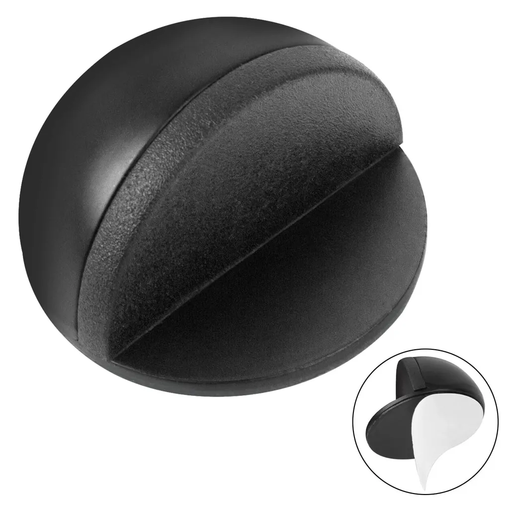 Bloque porte adhésif sans perçage noir inox pour protéger murs et sols