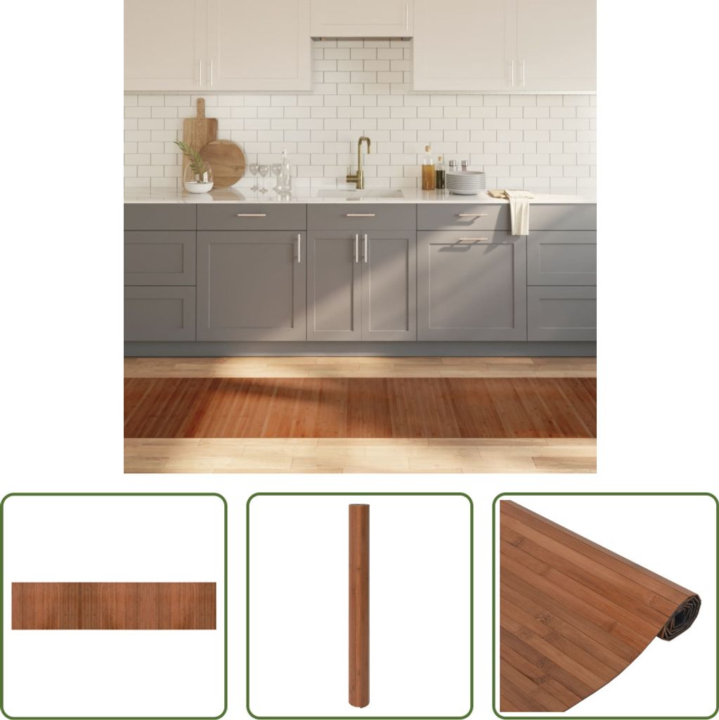 The Living Store Teppich Rechteckig Braun 70x300 cm Bambus